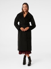 Forever New Black Priya Petite Wrap Coat - Image 1 of 5