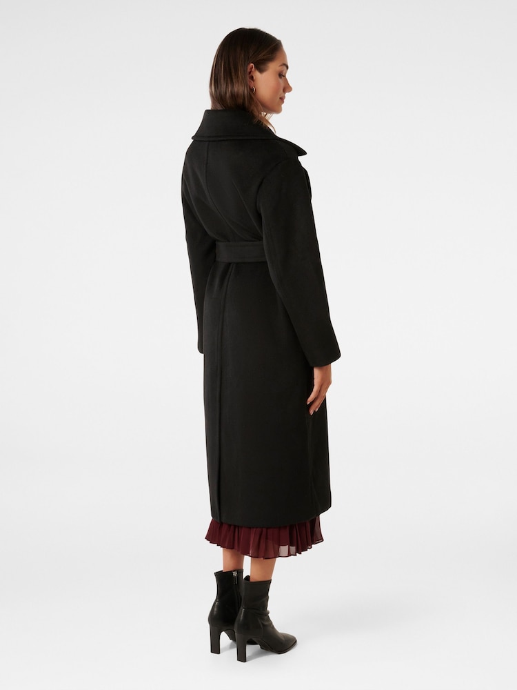 Forever New Black Priya Petite Wrap Coat - Image 2 of 5
