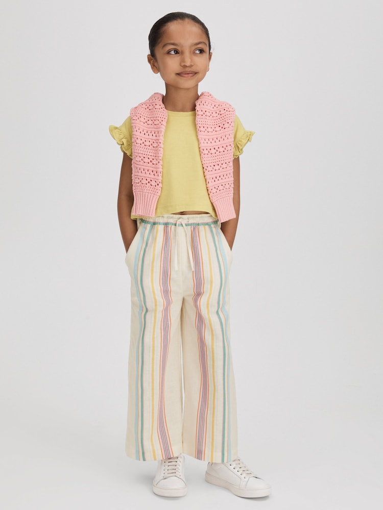 Reiss Multi Cleo Teen Linen Drawstring Trousers - Image 1 of 6