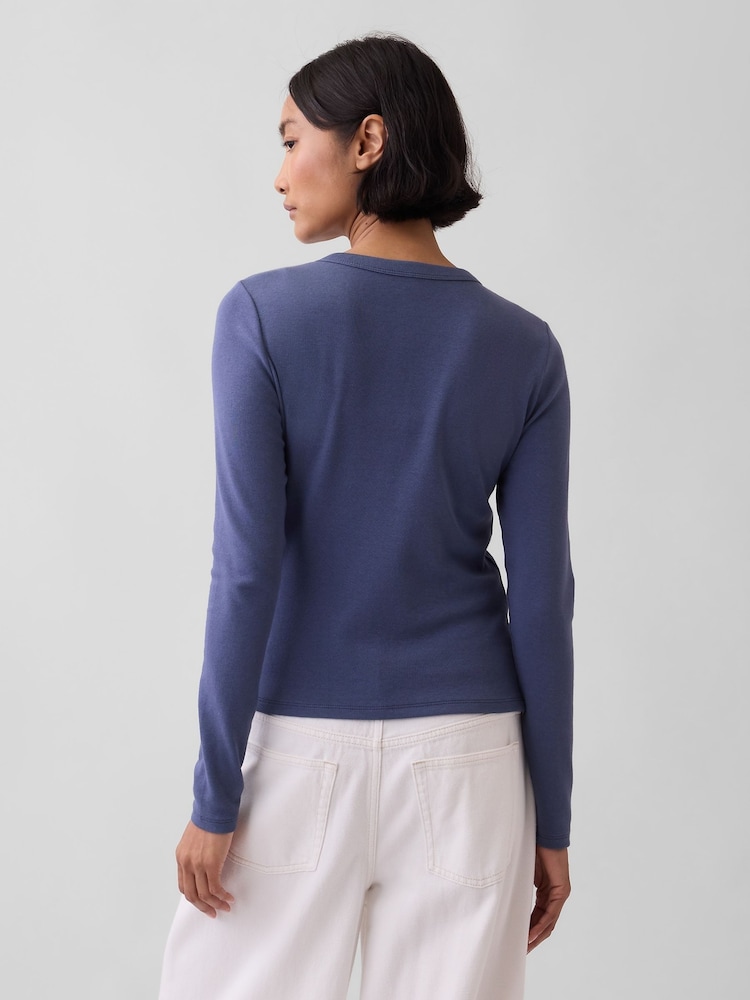Gap Blue Modern Crew Neck Cardigan - Image 2 of 3 Gap Blue Modern Crew Neck Cardigan - Image 2 of 3