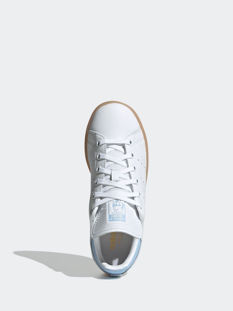 adidas White/Blue Kids Stan Smith Shoes - Image 2 of 8
