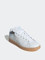 adidas White/Blue Kids Stan Smith Shoes - Image 5 of 8