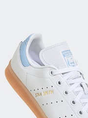 adidas White/Blue Kids Stan Smith Shoes - Image 7 of 8