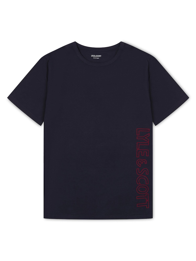 Lyle & Scott Blue Boys Abel Branded Sleepwear Shorts Set - Image 2 of 6