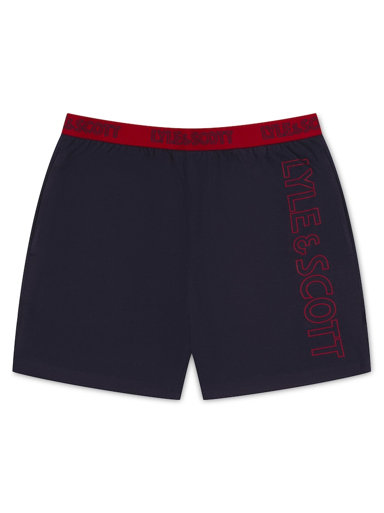 Lyle & Scott Blue Boys Abel Branded Sleepwear Shorts Set - Image 3 of 6
