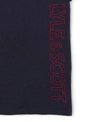 Lyle & Scott Blue Boys Abel Branded Sleepwear Shorts Set - Image 4 of 6