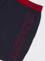 Lyle & Scott Blue Boys Abel Branded Sleepwear Shorts Set - Image 5 of 6