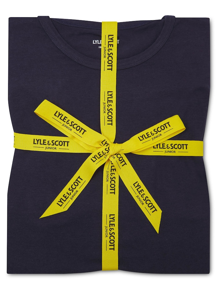 Lyle & Scott Blue Boys Abel Branded Sleepwear Shorts Set - Image 6 of 6