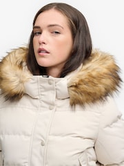 Superdry Cream Everest Hooded Bomber Puffer Coat - Image 7 of 7