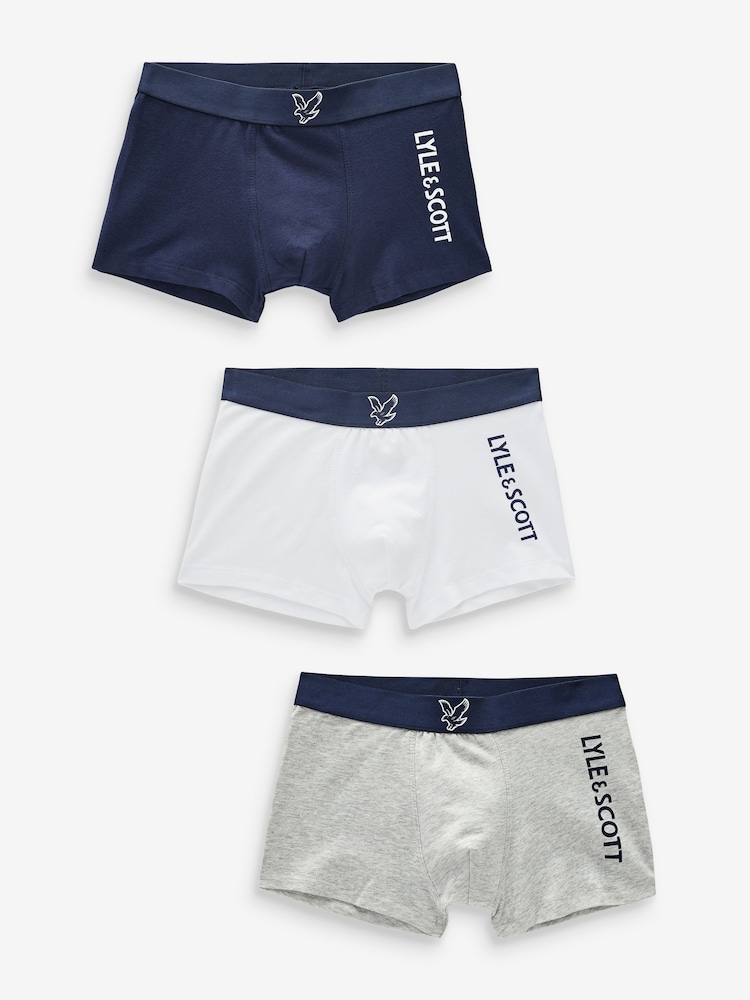 Lyle & Scott White Underwear Boys Enrico Trunks 3 Pack - Image 1 of 4