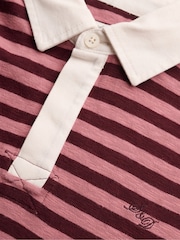 Superdry Red Athletic Essential Cropped Stripe Rugby Shirt - Image 6 of 6