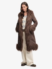 Superdry Brown Long Afghan Coat - Image 3 of 5