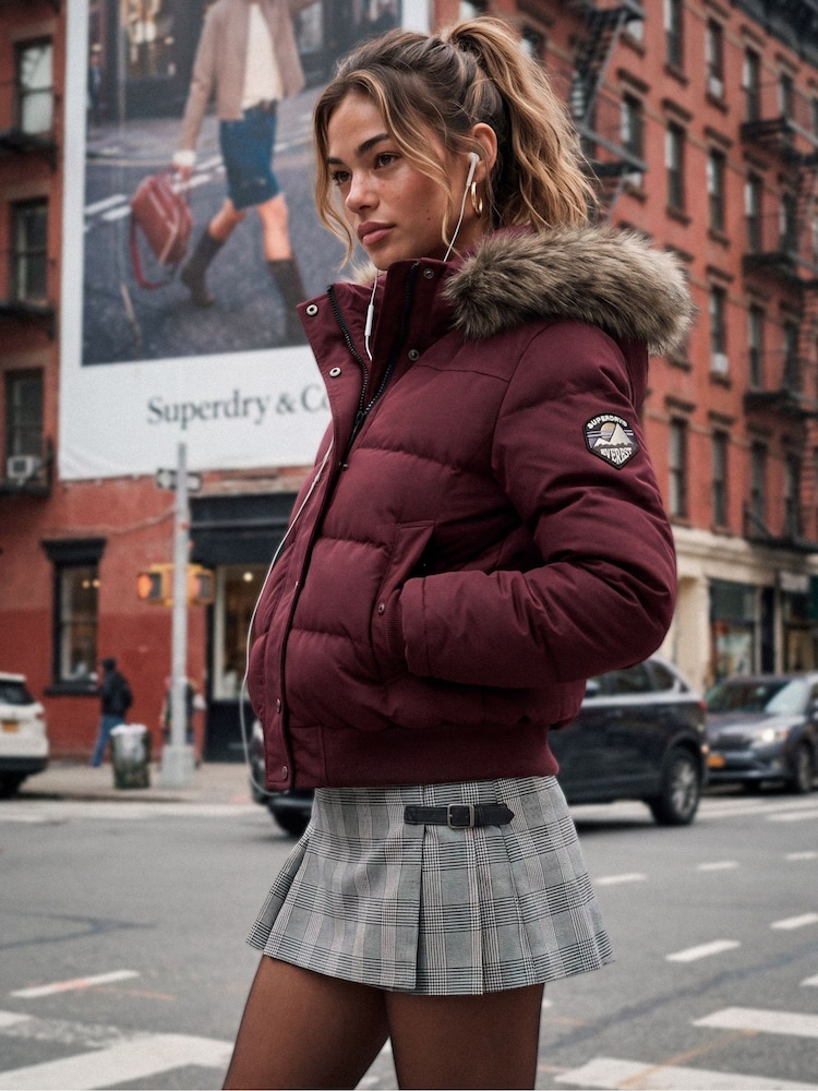 Բուրգունդյան մանուշակագույն - Superdry Everest Hooded Bomber Puffer Coat - Պատկեր 1 6-ից