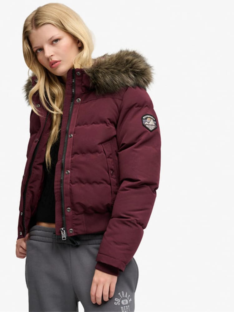 Բուրգունդյան մանուշակագույն - Superdry Everest Hooded Bomber Puffer Coat - Պատկեր 2 6-ից