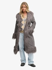Superdry Grey Long Afghan Coat - Image 2 of 5