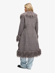 Superdry Grey Long Afghan Coat - Image 3 of 5