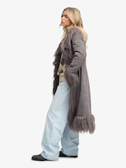 Superdry Grey Long Afghan Coat - Image 4 of 5