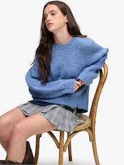 Superdry Blue Slouchy Brushed Knitted Jumper - Image 3 of 6