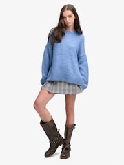 Superdry Blue Slouchy Brushed Knitted Jumper - Image 4 of 6