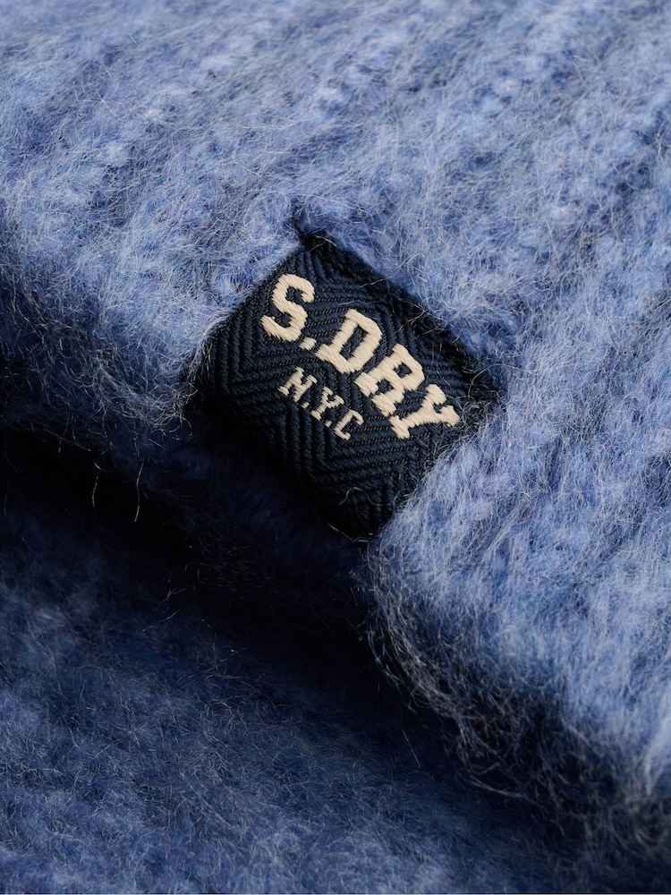 Superdry Blue Slouchy Brushed Knitted Jumper - Image 6 of 6
