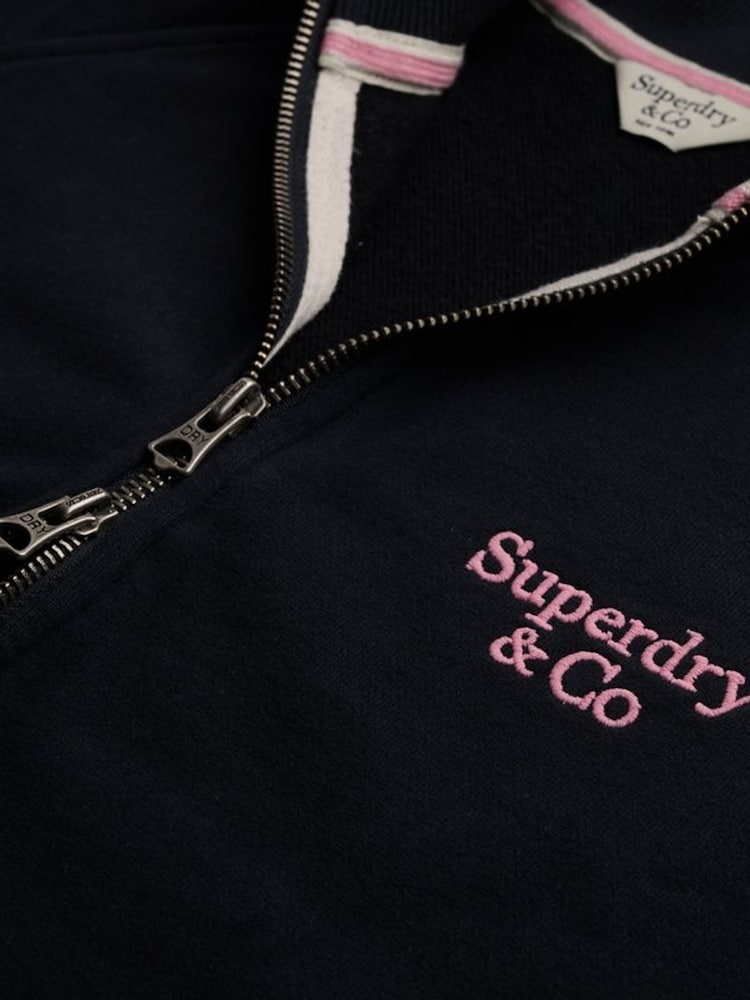 Superdry Pink Side Stripe Zip-Through Sweatshirt - Image 2 of 2