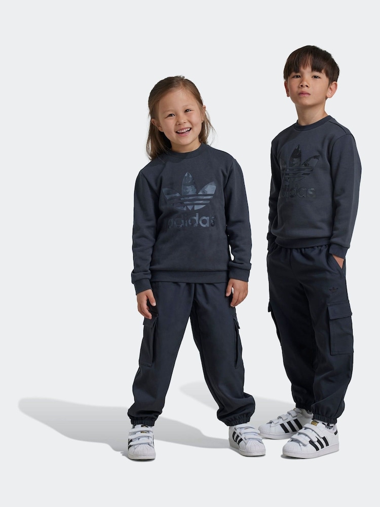 adidas Black adidas Originals Graphics Sweat Top and Joggers Set - Image 1 of 7