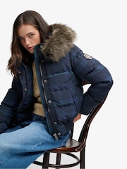 Կապույտ - Superdry Everest Hooded Bomber Puffer Coat - Պատկեր 3 7-ից