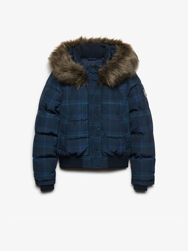 Կապույտ - Superdry Everest Hooded Bomber Puffer Coat - Պատկեր 7 7-ից