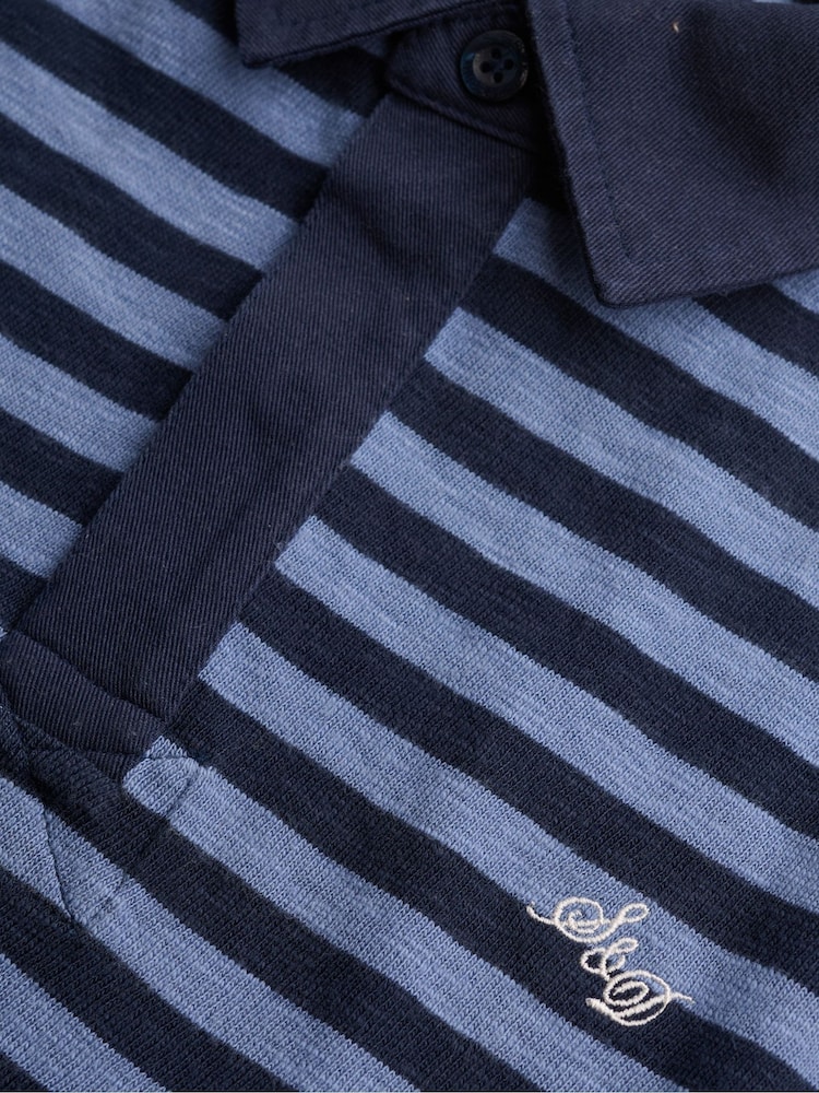 Superdry Blue Athletic Essential Cropped Stripe Rugby Shirt - Image 5 of 5