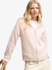 Рожевий - Superdry Brushed Knit Zip-Through Hooded Cardigan - Image 3 of 6