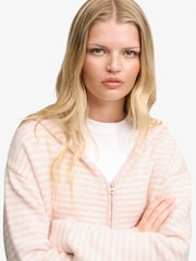 Рожевий - Superdry Brushed Knit Zip-Through Hooded Cardigan - Image 5 of 6