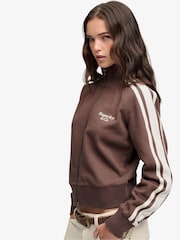 Marrón - Superdry Side Stripe Zip-Through Sweatshirt - Imagen 3 de 7