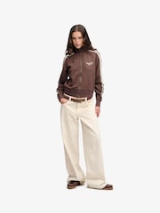 Marrón - Superdry Side Stripe Zip-Through Sweatshirt - Imagen 5 de 7
