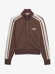 Marrón - Superdry Side Stripe Zip-Through Sweatshirt - Imagen 6 de 7