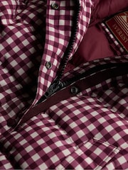 Superdry Red/Pink Gingham Check Everest Hooded Bomber Puffer Coat - Image 7 of 7