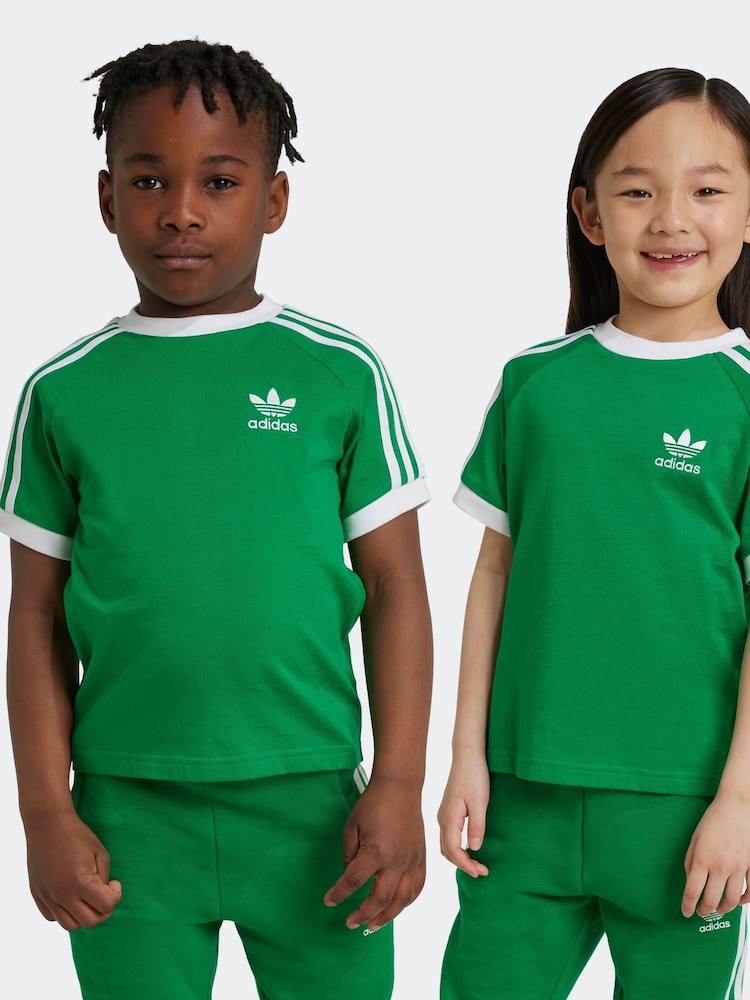 adidas Originals Green Adicolor Trefoil 100% Cotton Kids T-Shirt - Image 2 of 5
