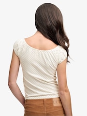 Superdry White Ruched Short Sleeve Top - Image 2 of 6