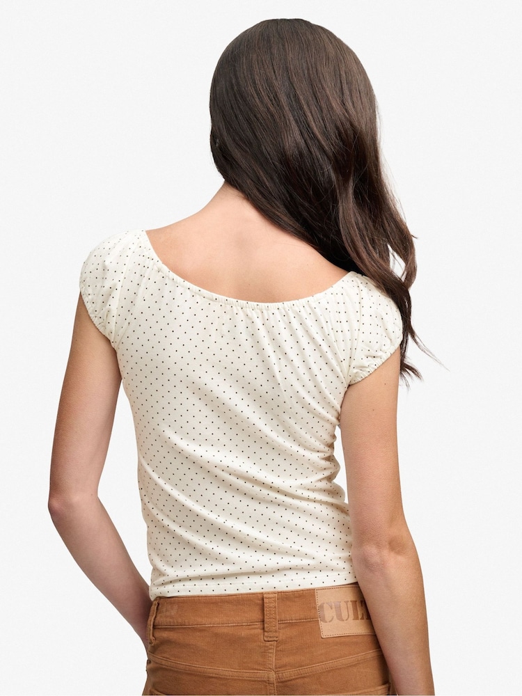 Superdry White Ruched Short Sleeve Top - Image 2 of 6
