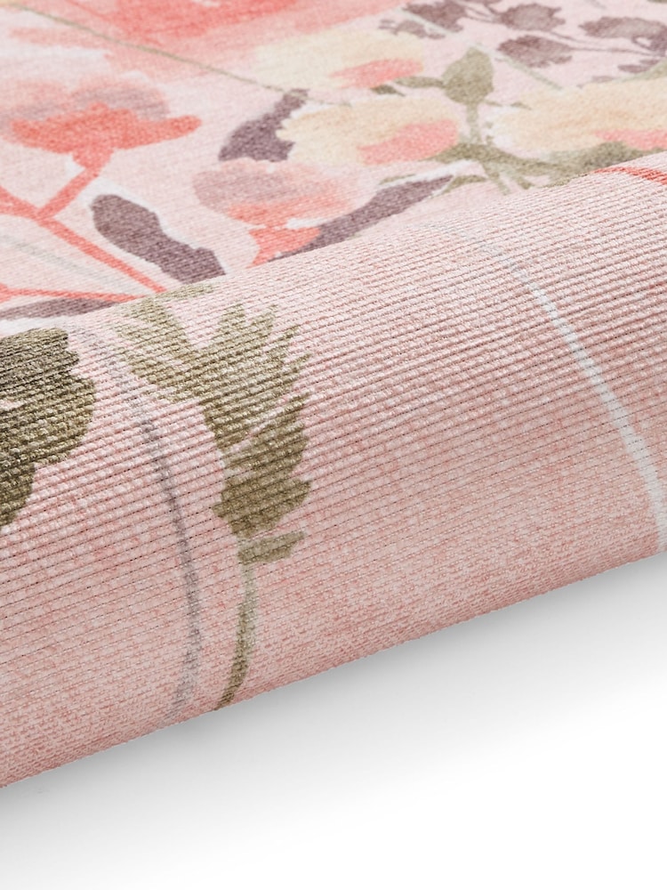 Catherine Lansfield Pink Country Floral Washable Rug - Image 6 of 6