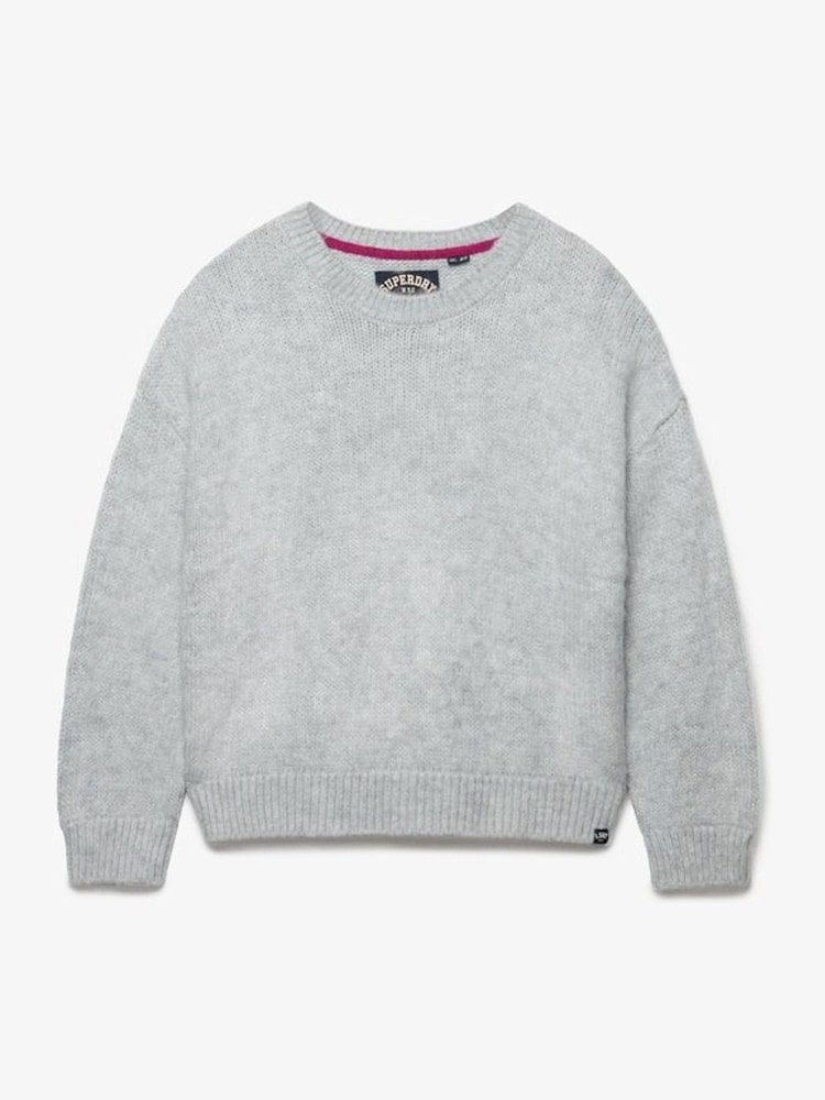 Superdry Grey Slouchy Brushed Knitted Jumper - Image 1 of 2