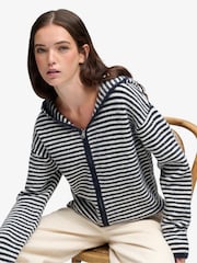 Синій - Superdry Brushed Knit Zip-Through Hooded Cardigan - Image 3 of 6