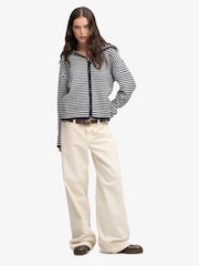 Синій - Superdry Brushed Knit Zip-Through Hooded Cardigan - Image 4 of 6