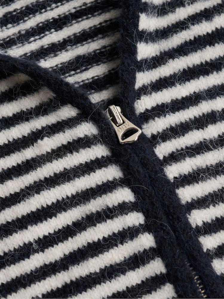 Синій - Superdry Brushed Knit Zip-Through Hooded Cardigan - Image 6 of 6