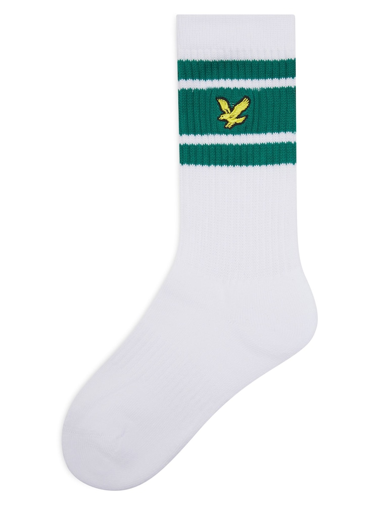 Lyle & Scott White Auto Stripe Boys Webb Sport Socks 3 Pack - Image 2 of 4