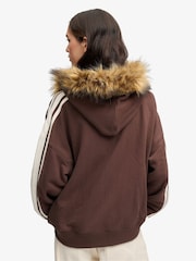 Superdry Brown Vintage Fur Applique Logo Zip-Through Hoodie - Image 3 of 8