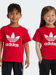 adidas Originals Red Kids 100% Cotton Adicolor Trefoil T-Shirt - Image 1 of 6