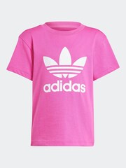 وردي - تيشرت للأطفال موديل Adicolor Trefoil قطن 100% من adidas Originals - صورة 4 من 4