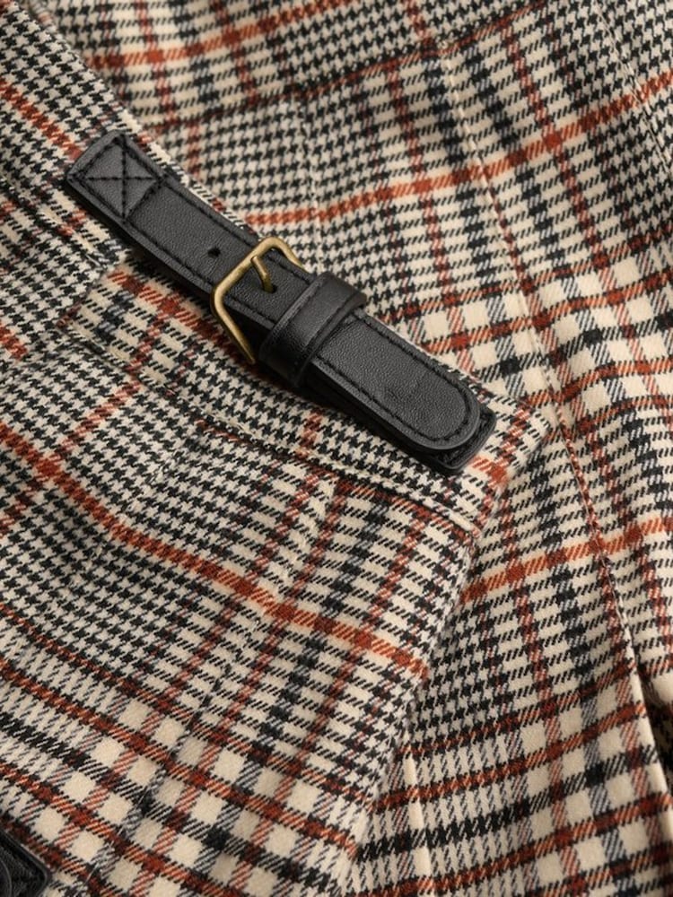 Superdry Brown Check Pleated Skirt With Buckle Detail - Image 2 of 2