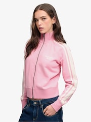 Rosa/crema - Superdry Side Stripe Zip-Through Sweatshirt - Imagen 1 de 7