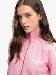 Rosa/crema - Superdry Side Stripe Zip-Through Sweatshirt - Imagen 2 de 7